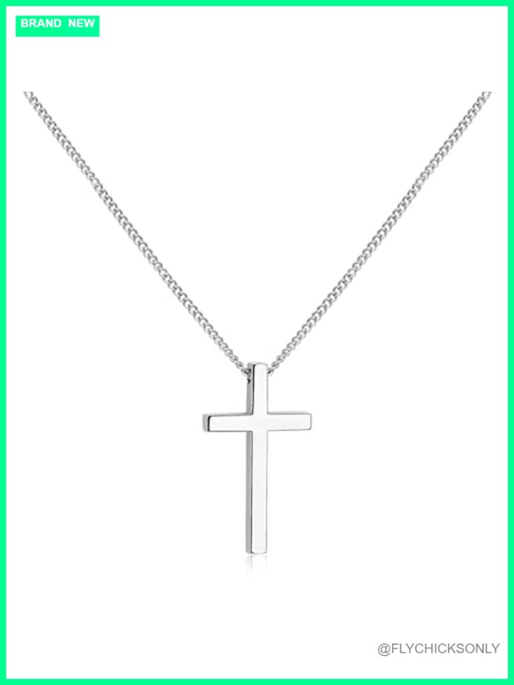 Pure Titanium Twist Link Chain Cross Necklace 23.62 In